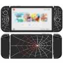 JINGDU Protective Case Compatible with Nintendo Switch OLED 2021, TPU Case Accessory for Nintendo Switch Console and Grip Joy-Con, Switch Protector with 4 Thumb Grips, Black Spider Web