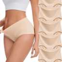 Sunm Boutique Seamless Underwear for Women, No Show Tummy Control Briefs, 23% Spandex High Waisted Women's Panties (Beige, L)