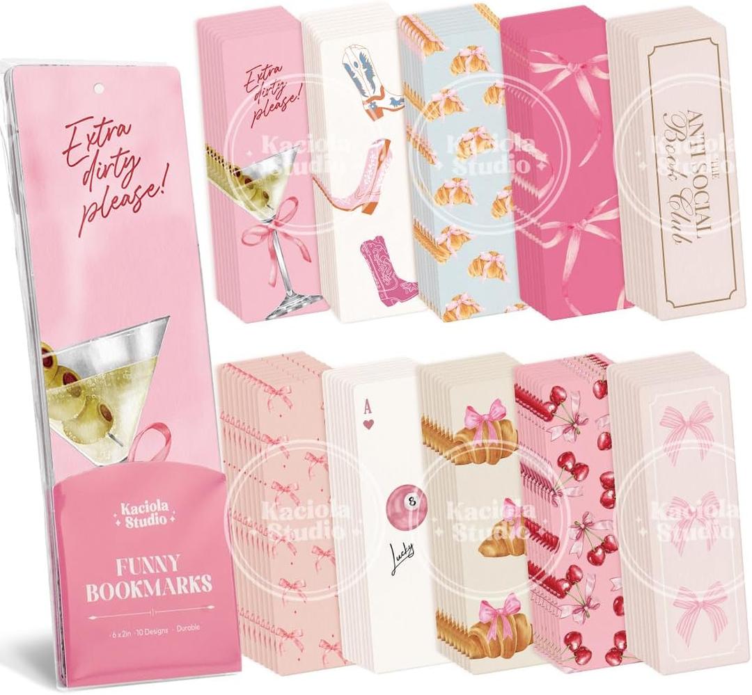 100PCS Bookmarks for Women, Bow Theme Paper Bookmarks Bulk 6" x 2" Cute Book Marks for Reading Booklovers Students Schools Gifts (Bow)