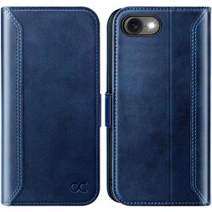 OCASE Compatible with iPhone 16e Wallet Case, PU Leather Flip Folio Case with Card Holders RFID Blocking Kickstand [Shockproof TPU Inner Shell] Phone Cover 6.1 Inch 2025, Retro Blue