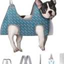 Supet Dog Grooming Hammock for Small Dogs Cat, Relaxation Pet Grooming Hammock Restraint for Nail Trimming (Coral Blue, S Legs Spacing 7-10.2" / Max W15-35LBS)