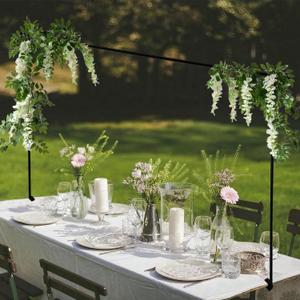 Over The Table Rod Stand with Clamps,for 24''-48'' Tall 48"-95" Length Table Arch Stand, Metal Decor Rod for Party Wedding Birthday Any Event (Black)