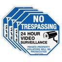 4-Pack No Trespassing Sign Private Property Protected By Video Surveillance Violators Will Be Prosecuted Sign, 10 x 10 Inch Reflective Aluminum, UV Protected, Weather/Fade Resistant, Easy to Install