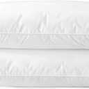 Ultra Thin Flat Soft Bed Pillows King Size Set of 2 Pack for Sleeping 20"x36", Hypoallergenic Skin Friendly Machine Washable