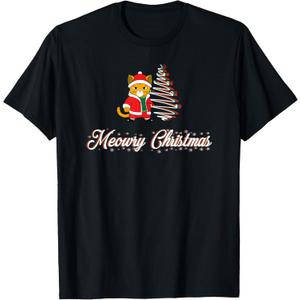 Meowry Christmas T-Shirt Balck Medium
