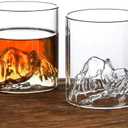 Japanese Fujiyama Glasses, Old Fashioned Whisky Glasses Set of 2, 300ml (Transparent)