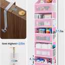 JARLINK Over The Door Organizer Storage, 5 Shelf Hanging Door Organizer with 5 Large Capacity Pockets, Anti Tilt 44 lb Load Behind Door Storage for Bedroom, Bathroom, Pantry, Nursery, (Pink)