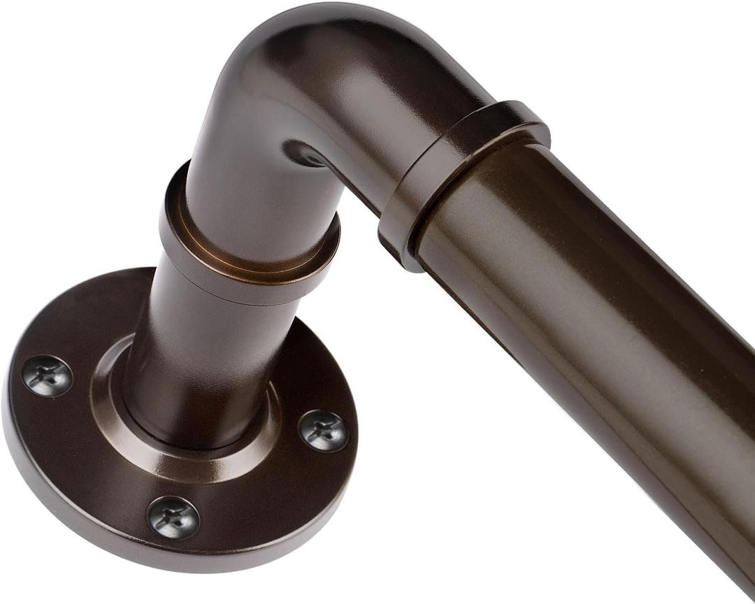 Curtain Rod 32 to 43 Inch, HOTOZON 1 Inch Heavy Duty Industrial Curtain Rods for Windows 28 to 48 Inch, Blackout Wrap Around Splicing Curtain Rods for Windows, Antique Bronze (28-48")