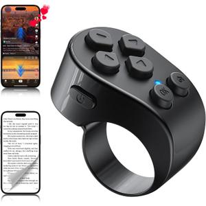TikTok Scrolling Ring Remote Control,Page Turner for iPad iPhone & Android Tablet,Bluetooth Camera Remote, Scrolling Ring for TikTok,YouTube,Instagram,iOS,Android (Black)