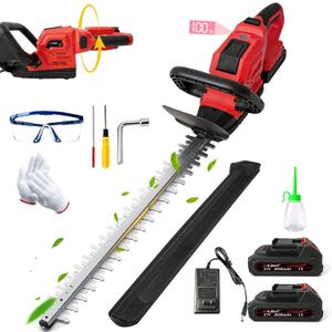 22" Cordless Hedge Trimmer, Electric Bush Trimmer with 2 Pack Battery