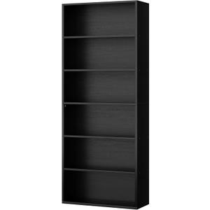 Shintenchi Bookshelf,6-Tier Open Bookcase and Bookshelves,6 Shelf Display Storage Shelves Floor Standing 70.6 inches Tall Bookcase for Home Office, Living Room (Black)