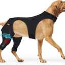 Supet Dog Rear Leg Sleeve to Stop Licking, TPLO Recovery Sleeve After Surgery for Post Surgery, ACL, Leg Wound Protection, with Belly Opening for Male Female Dogs (Right Black,M)