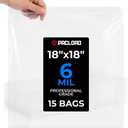 18" x 18" Extra Large Reclosable Plastic Zip Bags, 15 Count | 6 Mil Heavy-Duty Clear Poly Bags, Resealable for Food, Clothes, Hardware, Home & Garage Storage