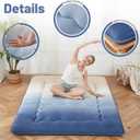Zelladorra Japanese Floor Mattress, Futon Mattress with Portable Storage Bag and Washable Cover, Roll Up Thick Tatami Mat Suitable for Camping, Guest Room (Coastal Gradient, Twin)