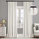 MIULEE Velvet Curtains 102 Inch Long 2 Panels Set for Living Room Bedroom Cream Pinch Pleat Back Tab Thermal Insulated Light Blocking Drapes Pleated Blackout Floor to Ceiling Curtains with Hook Ivory