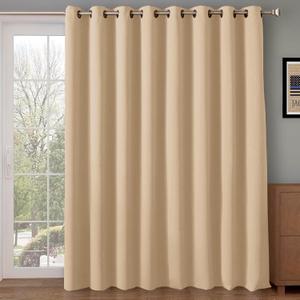 Rose Home Fashion Blackout Sliding Door Curtains, Room Darkening Thermal Insulated Curtains for Living Room Bedroom, Sliding Glass Door Drapes, 1 Panel, W100 x L108, Biscotti Beige