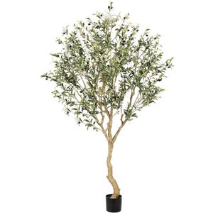 Realead 7FT Olive Trees Artificial Indoor - Tall Faux Olive Tree 7 Feet with Realistic Leaves and Natural Wood Trunk - Potted Fake Olive Tree for Modern Home Office Living Room Floor Decor Indoor