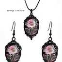 Pink Rose Necklace and Earrings