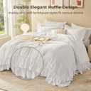 Litanika Queen Comforter Set, 7 Pcs White Ruffle Bed in a Bag | Farmhouse Shabby Chic Soft Fluffy Bedding Set for Women Girls, All Season Bed Set with Comforter, Sheets, Pillowcases & Shams