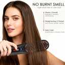 TOME Steam Hair Straightener Brush, Anti Scalding Design 2 Steam Levels, 3 Heat Settings, Fast Styling Steam Brush with Less Heat Damage, Anti-Frizz 100-240 Dual Voltage Black