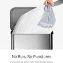 simplehuman Code G 100 Count, Dispenser Pack Custom Fit Liners, Drawstring Trash Bags, 30 Liter / 8 Gallon, White