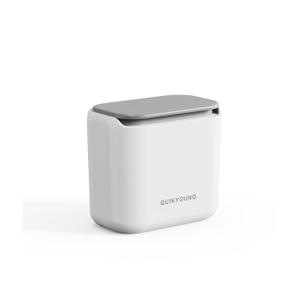 Small Trash Can with Lid, 1.8 Gallon Flip-Top Wall-Mounted Garbage Can, Slim Waste Basket & Compost Bin for Bathroom, Kitchen, Bedroom, Living Room, Office, Laundry - White (1.8 Gel) (1.8Gel)