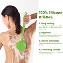 iTokGoK Silver-Infused Silicone Back Scrubber with Long Handle Back Brush for Shower,Back Brush Long Handle for Men and Women,Ergonomic No-Slip Handle, Long-Lasting (Green)