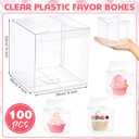100 Pcs Clear Favor Boxes Plastic Clear Gift Boxes 4 x 4 x 4 Inch Candy Transparent PVC Gift Package for Teacher Students Back to School Wedding Bridal Baby Shower Party Cupcake Macaron Candy Cookie