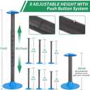 Windproof Boat Cover Support Pole System 2 Pcs with 8 Adjustable Heights Telescoping Steel Furniture Cover Support Poles 18"-57" with Straps Storage Bag