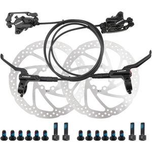 MEROCA M800 Mountain Bike Hydraulic Disc Brakes Hydraulic Bike Brakes Front 800mm and Rear 1400mm with PM Adapter for 160mm Rotor (Left Rear+Right Front+DP, Black)
