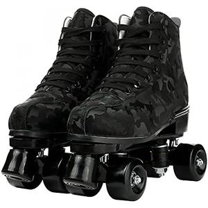 jessie Outdoor Roller Skates Women Adult with Light Up Wheels Black Quad Skating for Men Youth Boys Girls