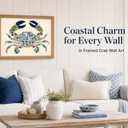 UAWRL Solid Wood Framed Watercolor Blue Coastal Crab Canvas Wall Art 24x16