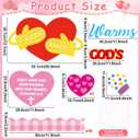 4 x Valentine's Day Religious Bulletin Board Set God's Love Classroom Decorations Valentines Day Religious Bible Paper Cutouts Colorful Mittens Love Heart Bulletin Board for School Church Teacher Supplies