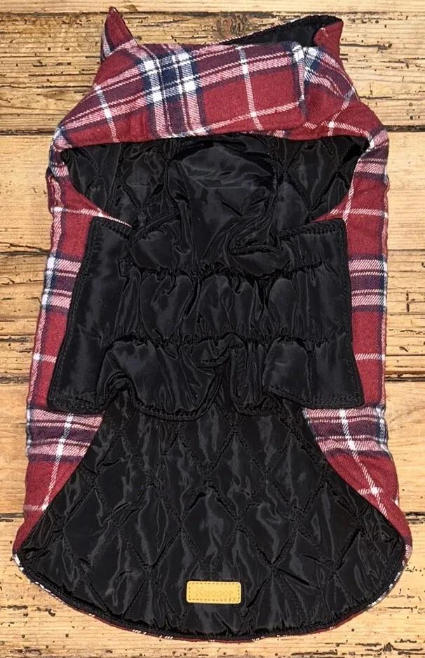 KUOSER~Red Plaid FLANNEL COZY WATERPROOF DOG JACKET COAT~Size Large~NWT