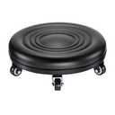 PATIKIL Low Rolling Stool Chair - PU Leather Universal Wheel Seat for Home Office Fitness - Round Roller Stool (Black)