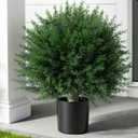DREAMLOOM Topiary Cedar Trees Artificial Outdoor Ball in Planter, 1-Pack