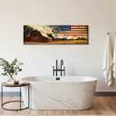 Farmhouse Barn Wall Art Vintage Country Windmill Pictures Wall Decor for Kitchen Living Room, Western Room Decor Old Barn Landscape Canvas Painting America Flag Poster Prints Artwork Decoration 14x48