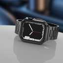 Compatible with Apple Watch Band and Case, Stainless Steel Metal Chain with TPU Cover, Smart-Watch Link Bracelet Strap, Wrist-Band for i-Watch Series 9 8 7 6 5 4 3 2 1 SE, 41mm 40mm 38mm, Black