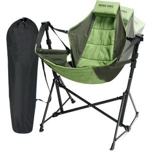 Wise Owl Outfitters Ultimate Comfort Camping Hammock Chair - Adjustable Height, Backrest, and Padded Seat - Perfect for Short & Tall Adventurers - Green