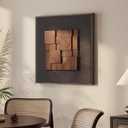 Framed 3D Textured Wood Wall Art, Modern Minimalist Black Painting Artwork for Walls, Vintage Geometric Natural Wooden Wall Art Decor for Living Room, Hallway, Dining Room, Bedroom, Office, 24x24