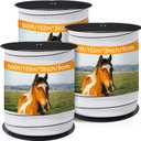 2 Inch x 1500ft/ 457m Electric Fence Tapes with High Visibility 3 Rolls Each 500ft Electric Horse Fence Kit for Horse Livestock