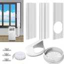 Portable Air Conditioner Window Vent Kit with 2-in-1 Coupler Fit for 5.0"/5.9 Exhaust Hose, Mobile A/C Unit Window Kit with 3 Seamless Slot Seal Plates for Vertical/Horizontal Sliding Window
