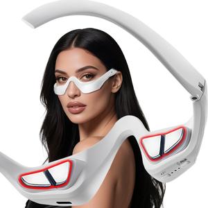 Under-Eye Red Light Therapy Device with Microcurren, 3D Contour Eye Massager for Dark Circles, Eye Bags & Wrinkles, Rechargeable Under Eye Treatment Device for Puffiness and Fine Lines (White)