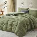 Oli Anderson Sage Green Duvet Cover King Size - Pleated King Duvet Cover, 3PCS Soft and Breathable Textured Bedding Set with Zipper Closure (Sage Green, 104"x90")