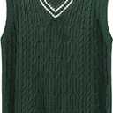 GORGLITTER Men's Sweater Vest Striped Cable Knit Sleeveless V Neck Pullover Sweater Tops, Size: S