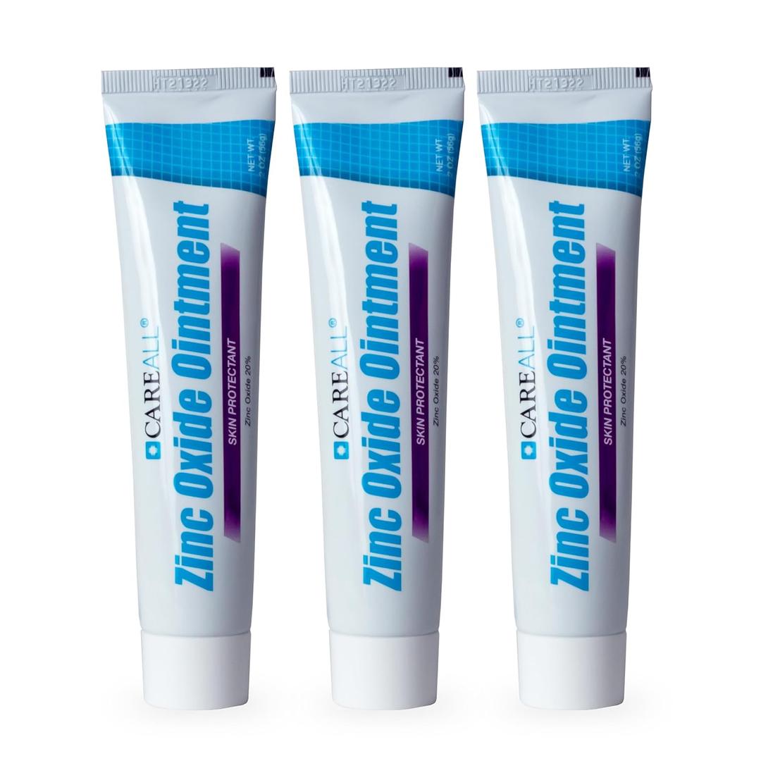 CareAll Zinc Oxide 20% Skin Protectant Barrier Ointment 2 oz (3 Pack), Relieves, Treats and Prevents Minor Skin Irritations due to Diaper Rash. Helps Seal Out Wetness. Protects Chafed Skin.
