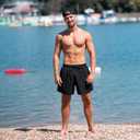 BRISIRA Mens Swim Trunks Swim Shorts Quick Dry 5 inch Inseam Beach Shorts with Compression Liner and Zipper Pocket (M) (Black, M)