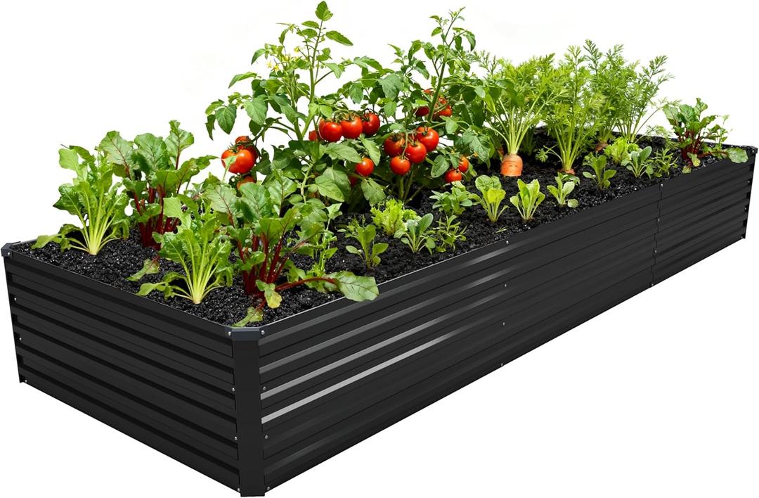 DIIYIV 12x4x1.5FT Galvanized Raised Garden Bed,Vegetable Boxes-Rectangle Metal Flower Box,Large Planter Raised Beds Outdoor Garden for Planting,Fruit,Herb-Black
