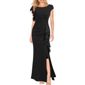 WOOSEA Women's Split Bodycon Mermaid Evening Cocktail Long Dress (L)