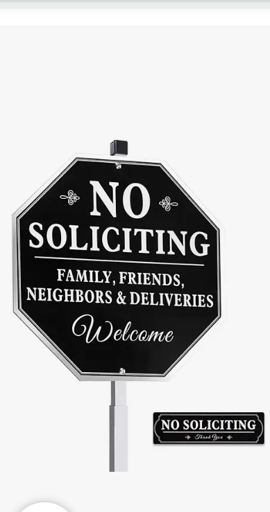 No Soliciting Sign For House  Aluminum No Soliciting Yard Sign  10"x 10" No Soliciting Sign for Home with 28" Long Metal Stake